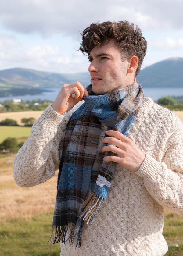 John Hanly Lambswool Scarf | Charcoal Sage