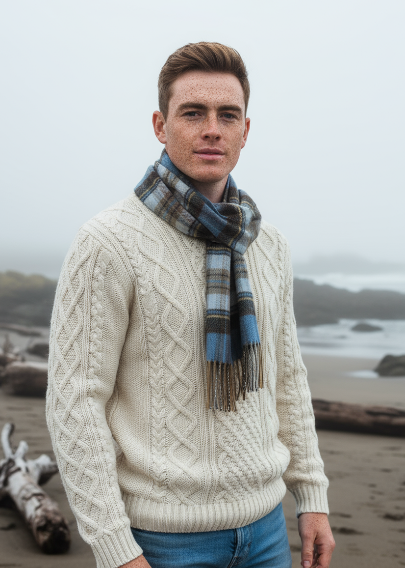 John Hanly Lambswool Scarf | Charcoal Sage