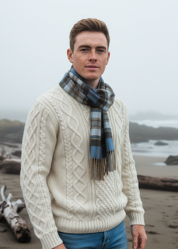 John Hanly Lambswool Scarf | Charcoal Sage