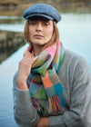 John Hanly Long Scarf | Green Pink Orange Teal Block Check