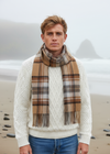 John Hanly Lambswool Scarf | Silver Grey Plaid