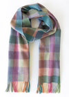 John Hanly Long Scarf | Purple Heather Green Blue Block Check