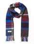 Irish Wool Scarf Long Charcoal Blue Red Check