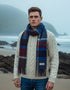 Irish Wool Scarf Long Charcoal Blue Red Check