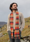 John Hanly Lambswool Scarf | Orange Red Charcoal Plaid