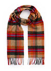 John Hanly Lambswool Scarf | Orange Red Charcoal Plaid