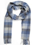 John Hanly Lambswool Scarf | Blue Grey Block Check