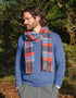 John Hanly Lambswool Scarf | Navy Red Blue Wine Plaid | Irish Made