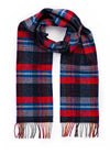 John Hanly Lambswool Scarf | Navy Red Blue Wine Plaid