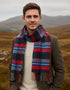 John Hanly Lambswool Scarf | Navy Red Blue Wine Plaid | Irish Made