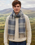 Merino Luxury Wool Scarf Silver Navy Glen Check