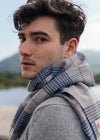 Merino Luxury Wool Scarf Silver Navy Glen Check