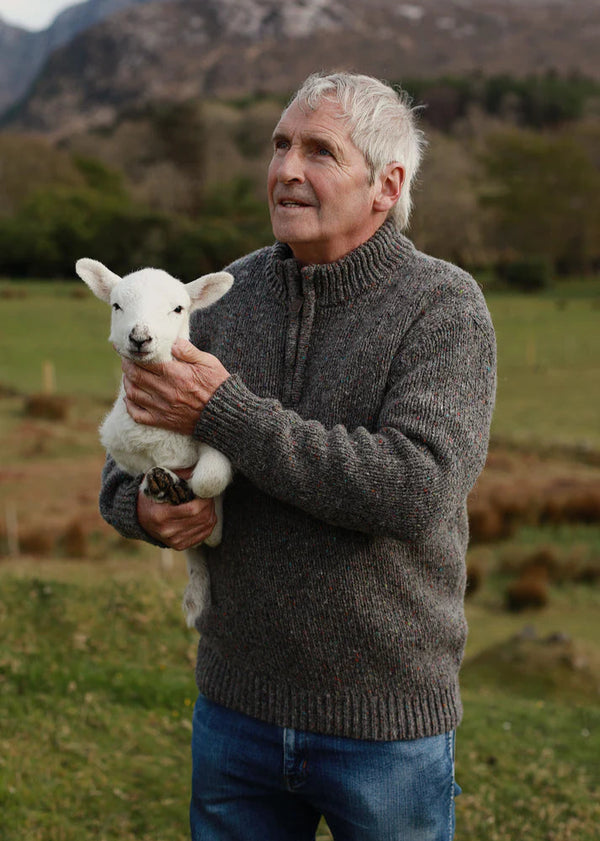 Men's Half-Zip Donegal Jumper | Grey Fleck