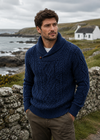 Men's Merino Wool Aran Shawl Neck Sweater | DWB