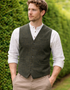 Green Tweed Herringbone Waistcoat