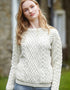 Women's Traditional Aran Cable Knit Sweater - 100% Merino Wool - Made in Ireland