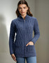 Aran Claddagh Zip Cardigan | Denim Marl