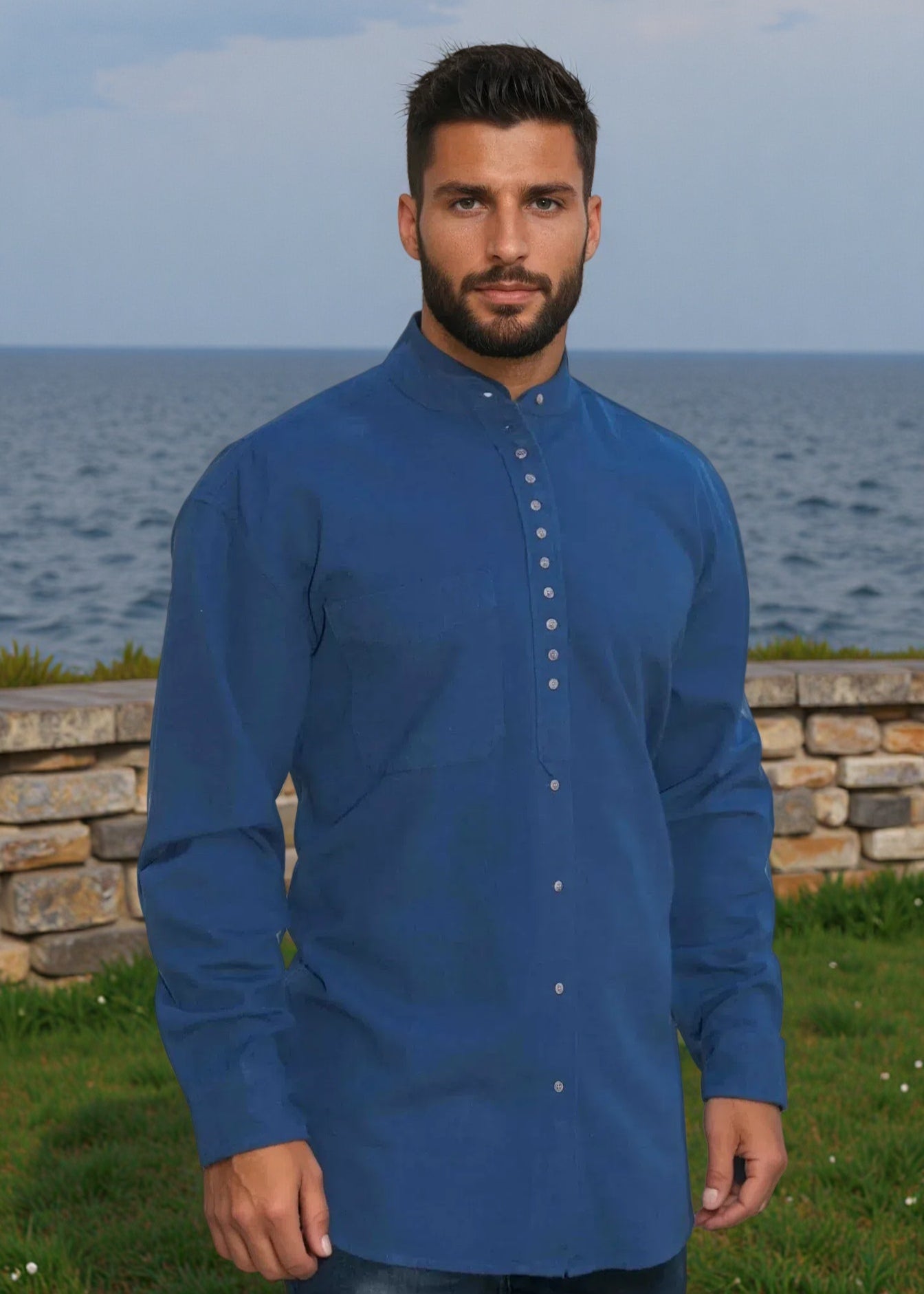 Civilian Men's Grandfather Shirt | Navy