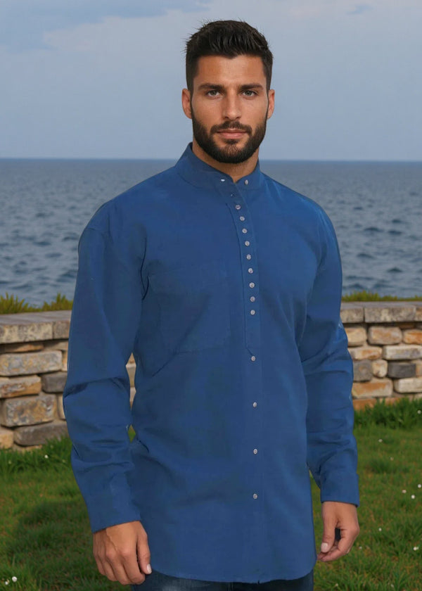 Civilian Men's Grandfather Shirt | Navy