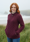 Aran Crafts Plated Zip Cardigan | Purple