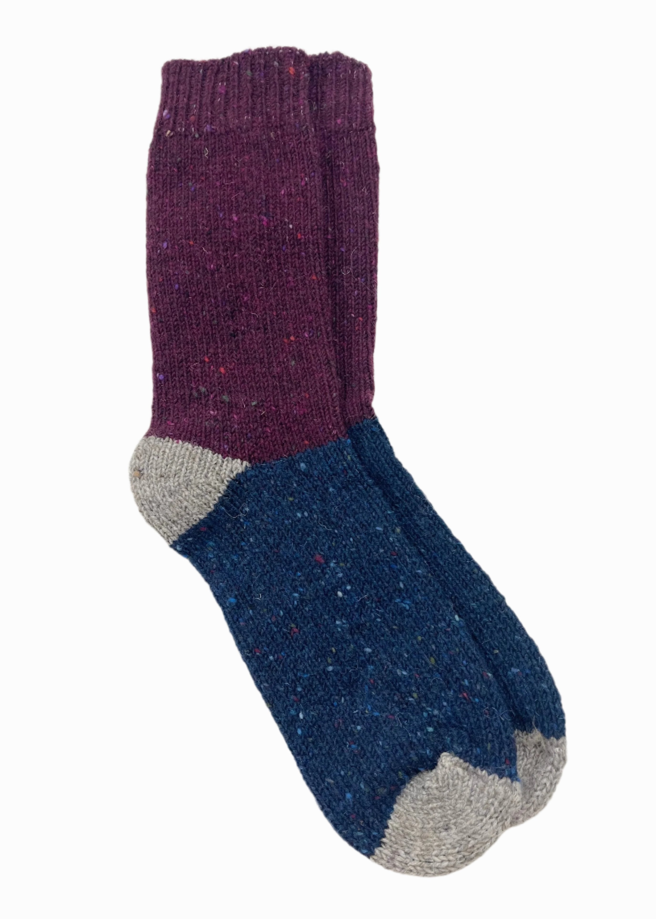 Tricolor 100% Merino Wool Socks | Burgandy