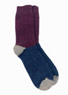 Tricolor 100% Merino Wool Socks | Burgandy