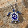 September Turtle Birthstone Pendant With Swarovski Crystals