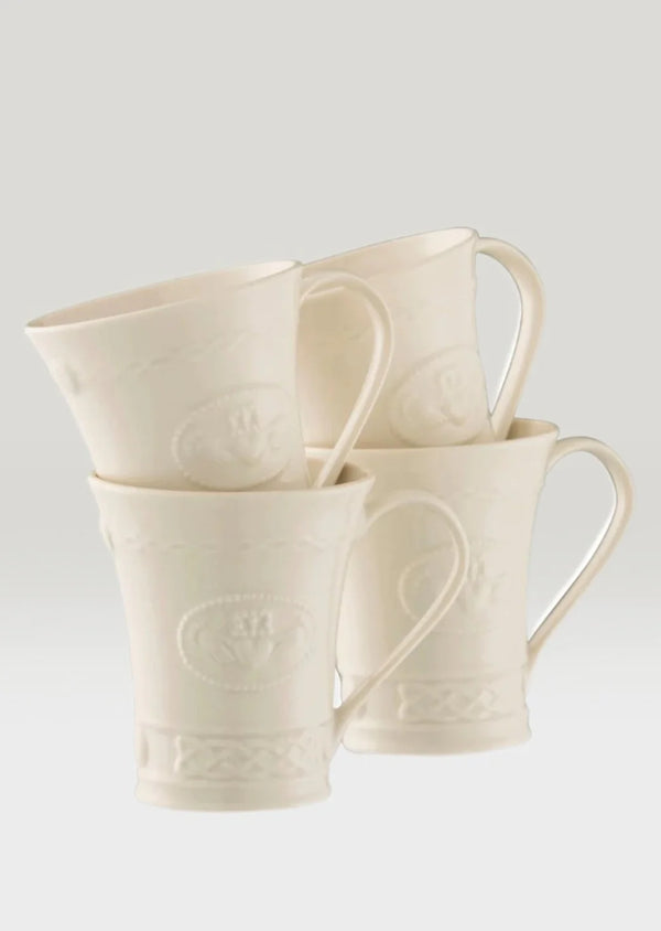 Belleek Classic Claddagh 10Oz 4 Mug Set