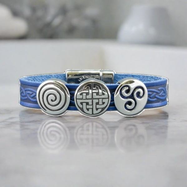 Celtic Leather Blue Aoife Cuff Bracelet