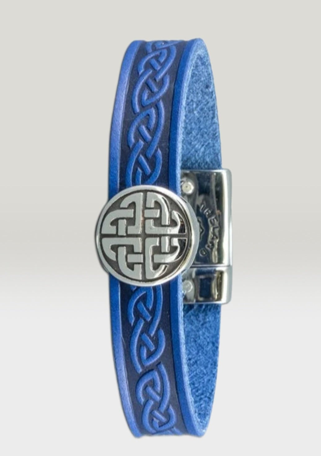 Trinity Blue Celtic Cuff Leather Bracelet