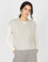 Women's V Neck Aran Vest | Silver Marl