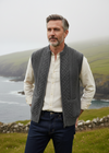 Aran Sleeveless Zip Cardigan | Slate Grey | Merino Wool