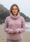 Aran Cowl Neck Chunky Sweater | Pink