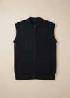 Aran Zip Sleeveless Cardigan | Navy Green Mix