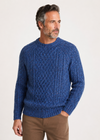 Donegal Tweed Aran Crew Neck Sweater | Blue Fleck