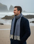 Foxford Lambswool Scarf | Navy Herringbone