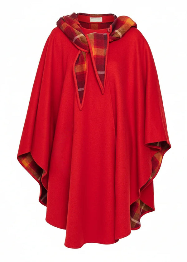 Jimmy Hourihan Classic Red Wool Walking Cape (No Pockets)