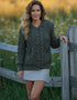 Ladies Aran Cardigan | Army Green