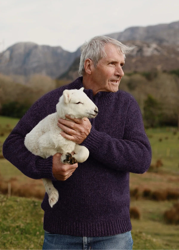 Men's Half-Zip Donegal Jumper | Purple Fleck