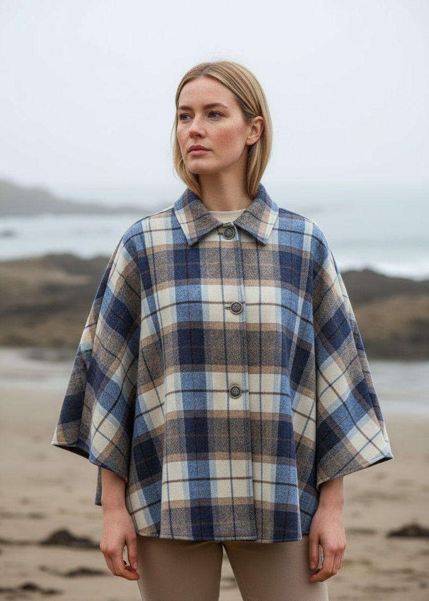 Mucros Blue Check Country Cape