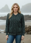 Ladies Aran Cardigan | Army Green