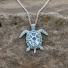 March Turtle Birthstone Pendant With Swarovski Crystals
