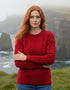 Ladies Slim-Fit Aran Sweater | Red