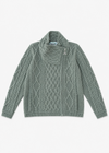 Aran Crafts Ladies Side Zip Cardigan | Thundra Green