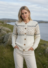 Aran Merino Wool Celtic Design Cardigan | Natural