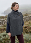 Aran Woollen Mills 100% Pure New Wool Poncho Cape | Grey - Clearance