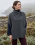 Aran Woollen Mills 100% Pure New Wool Poncho Cape | Grey - Clearance