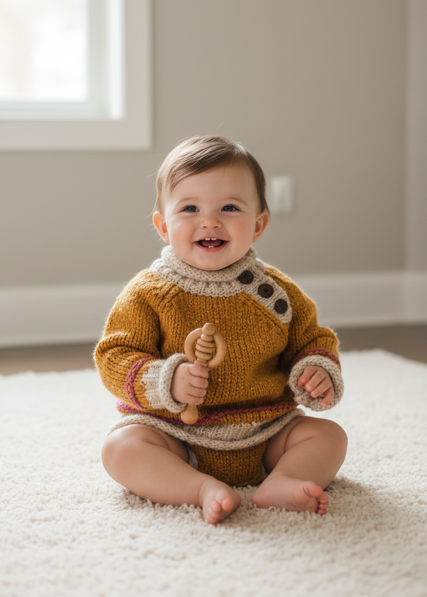 Children's Aran Doengal Wool Button Sweater | Petal