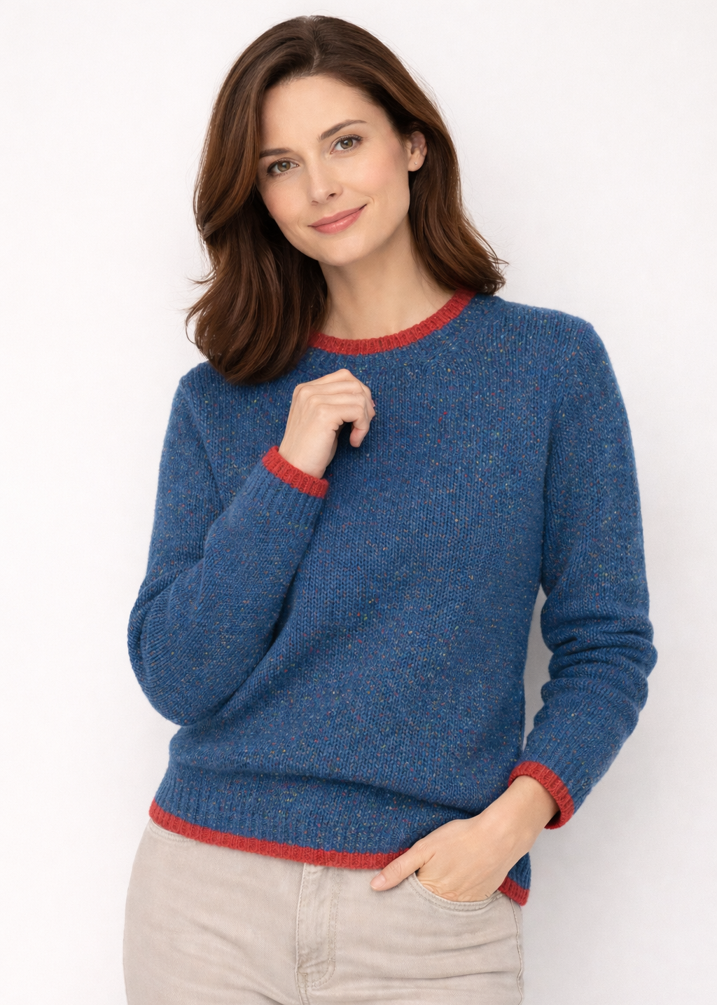 Irelandseye Slaney Crew Neck Sweater | Blue Marl