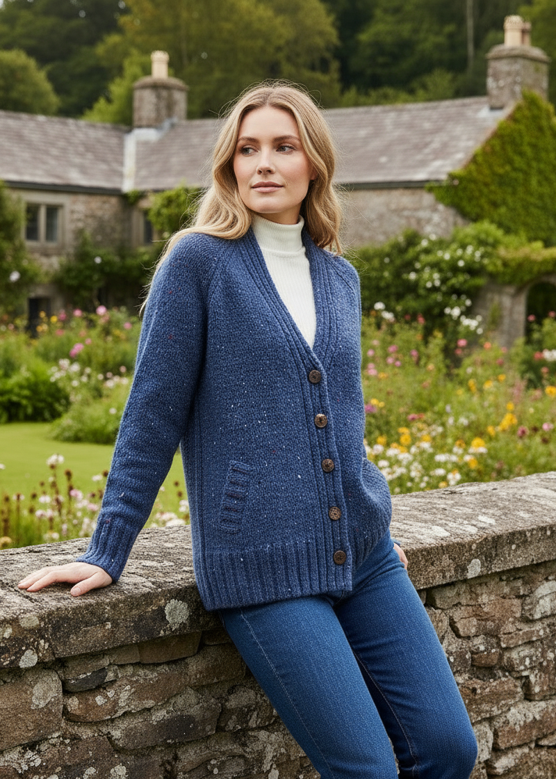 Ladies Tweed Cardigan | Blue